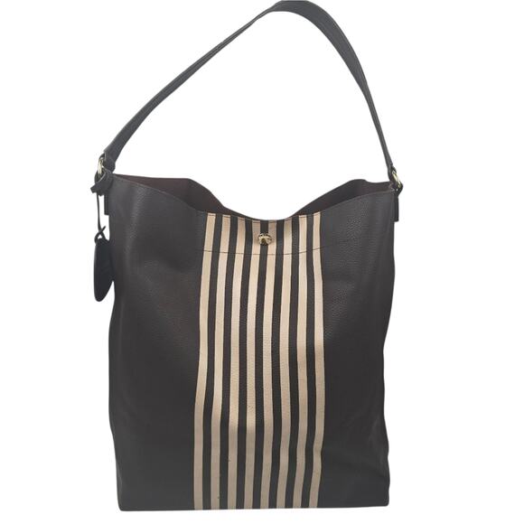 henri bendel Handbags - Henri Bendel Vegan Leather Tote Bag Brown & White Striped